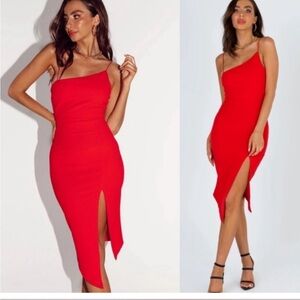 Princess poly red asymmetrical dress